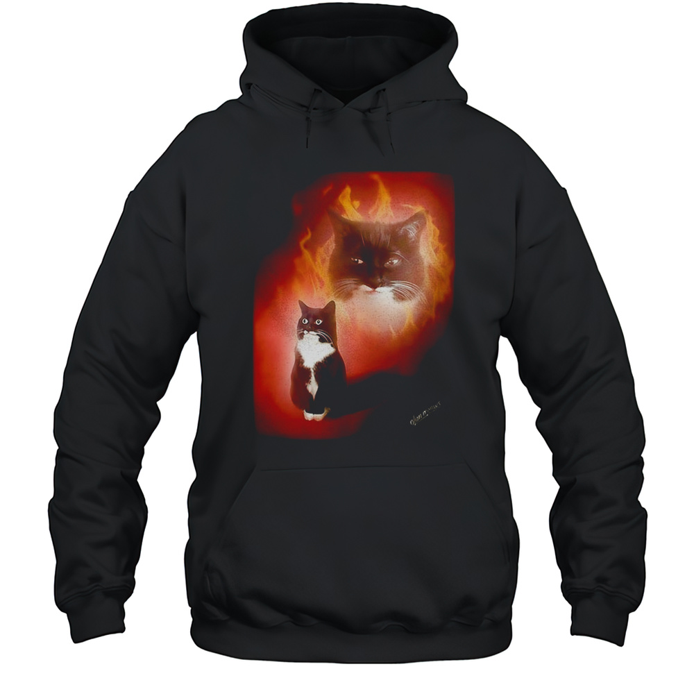 Ethereal Flaming Cat Prophecy Shirt Unisex Hoodie