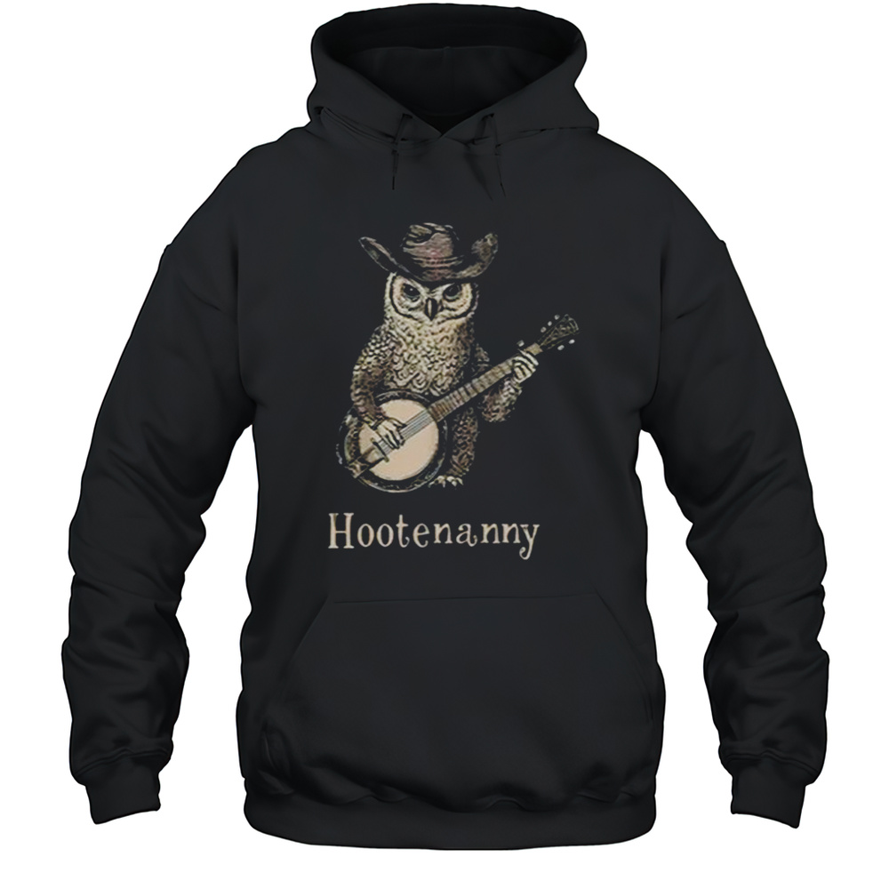 Hootenanny Owl Playing Banjo Shirt Unisex Hoodie