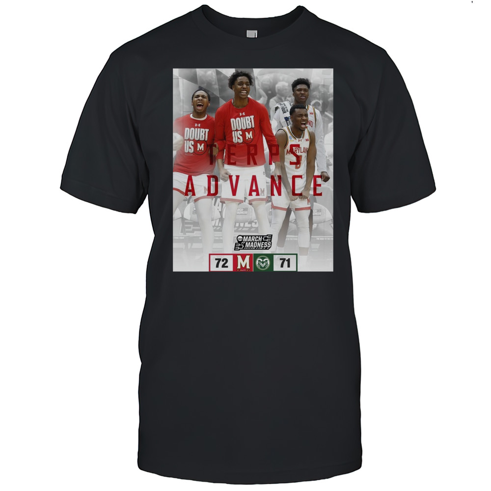 Maryland Terrapins Vs Colorado State Rams Mens Basketball Final Score 72  71 NCAA March Madness Poster T-shirt