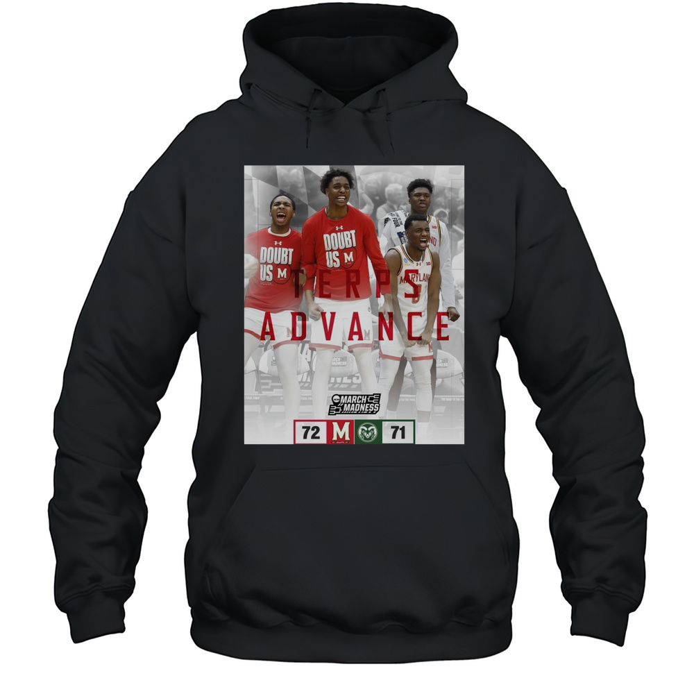 Maryland Terrapins Vs Colorado State Rams Mens Basketball Final Score 72  71 NCAA March Madness Poster T-shirt Unisex Hoodie