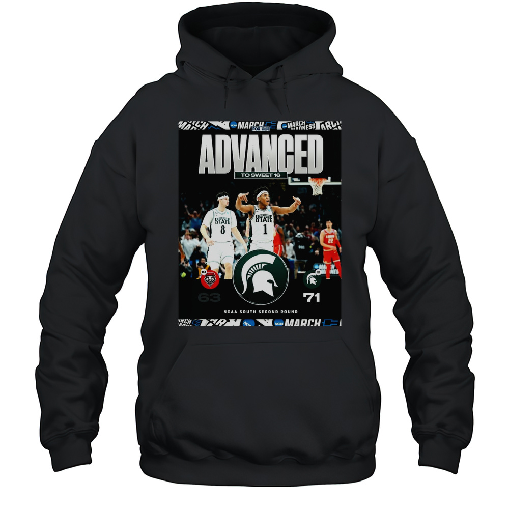 Michigan State Spartans Vs New Mexico Lobos Final Score 71  63 Advances To The Sweet 16 NCAA South Second Round T-shirt Unisex Hoodie