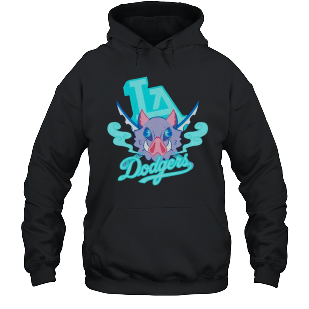 MLB X Demon Slayer Kimetsu No Yaiba Anime Inosuke Hashibira Los Angeles Dodgers Shirt Unisex Hoodie