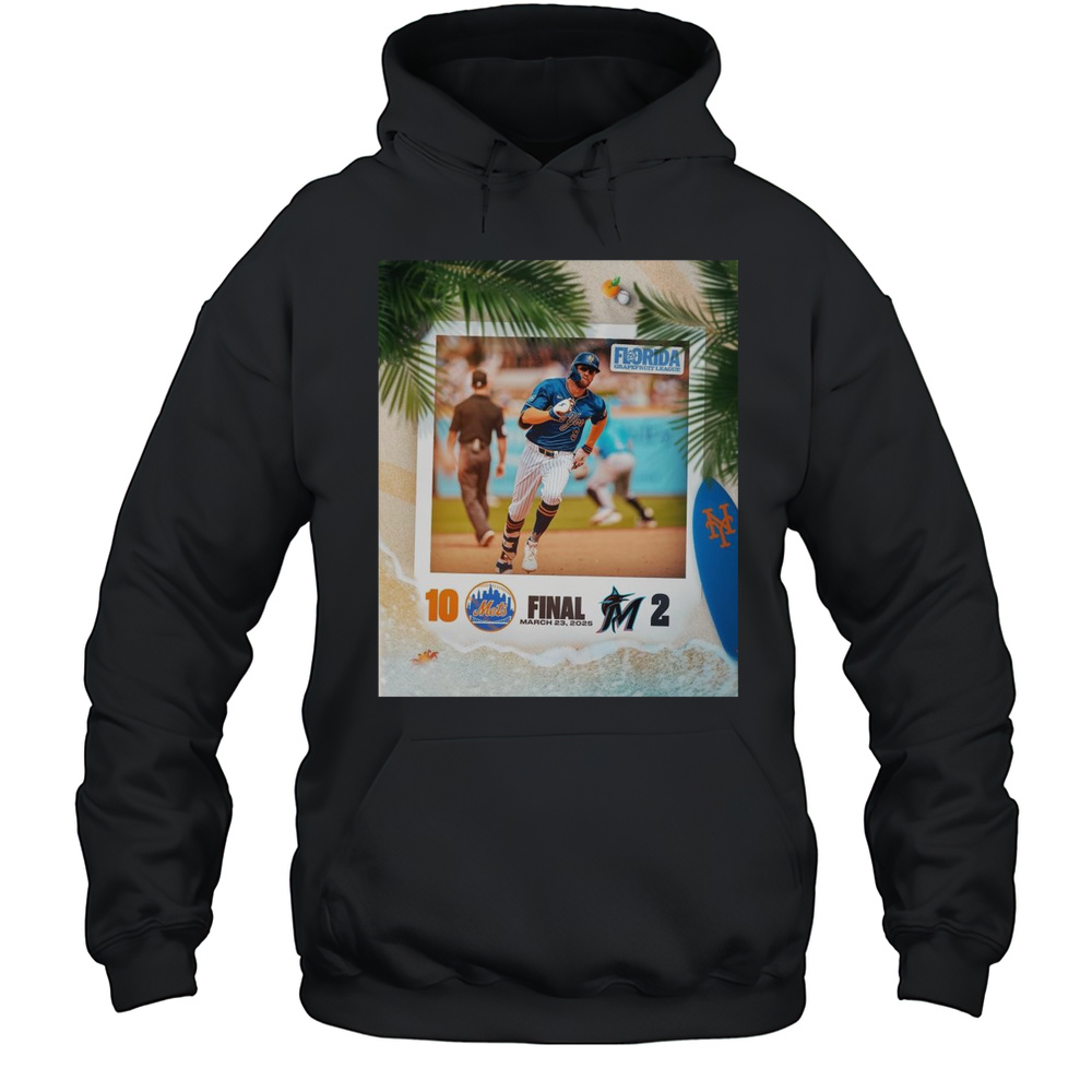 New York Mets Baseball Win 10-2 Miami Marlins Final Score MLB 2025 Florida Grapefruit League T-shirt Unisex Hoodie