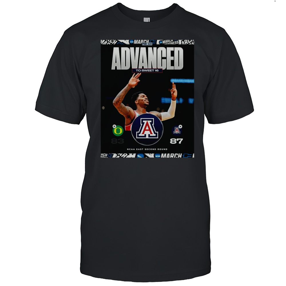 Oregon Ducks Vs Arizona Wildcats Final Score 83  87 Advanced To Sweet 16 NCAA East Second Round 2025 T-shirt