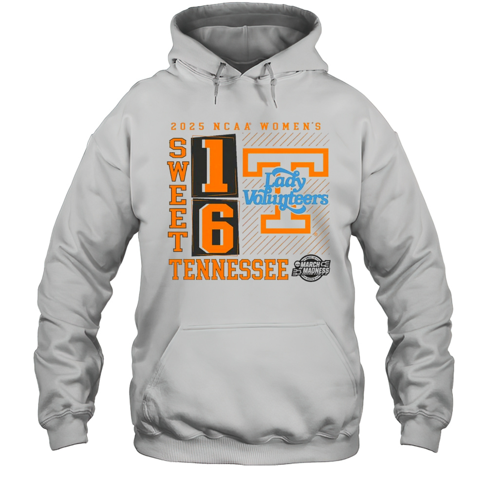 Tennessee Lady Volunteers 2025 NCAA Womens March Madness Sweet 16 Elite 8 No Look Pass Logos T-shirt Unisex Hoodie