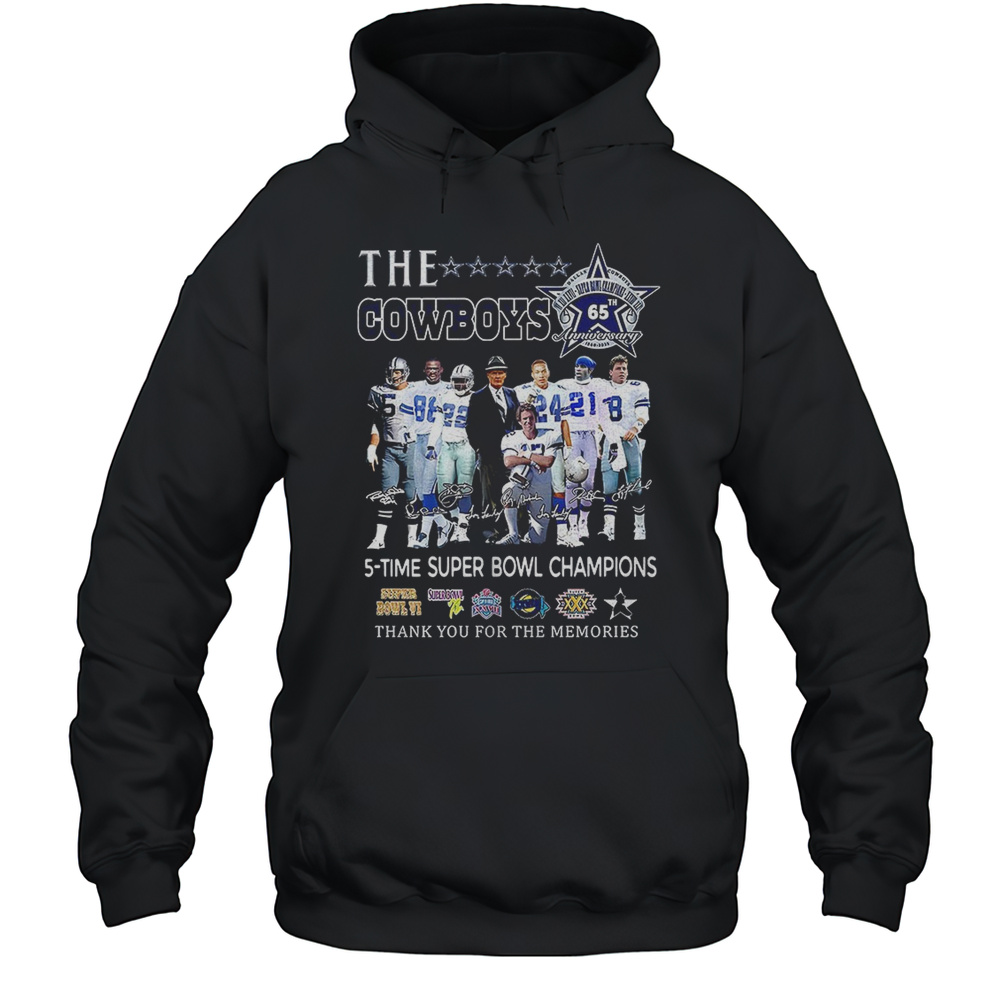 The Cowboys 5-time Super Bowl Champions Thank You For The Memories Signatures Shirt Unisex Hoodie