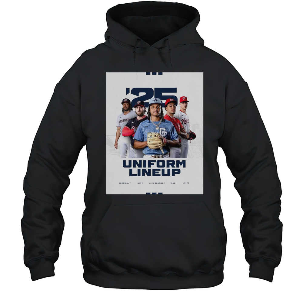 Washington Nationals Baseball MLB 2025 Uniform Lineup Road Gray Navy City Connect Red White T-shirt Unisex Hoodie