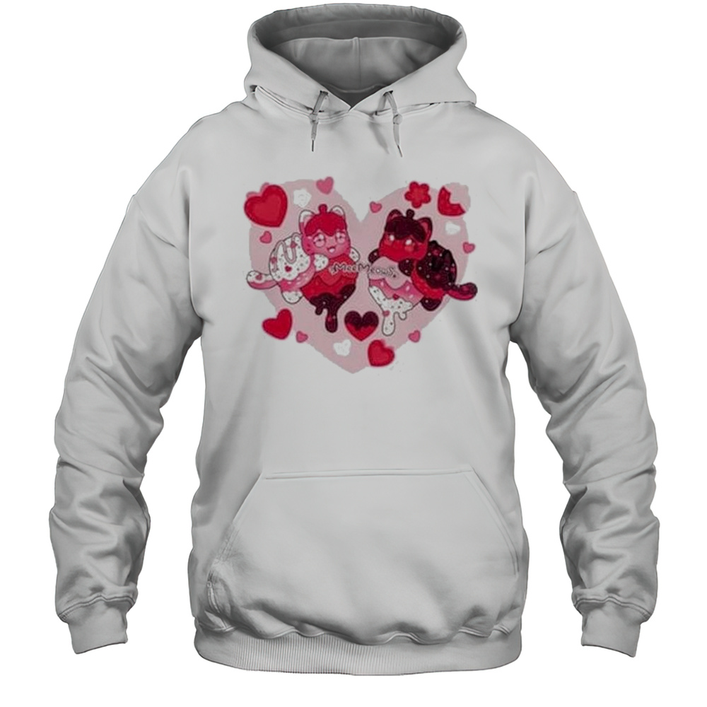 Aphmeow Valentines Day Heart Cats T-shirt Unisex Hoodie
