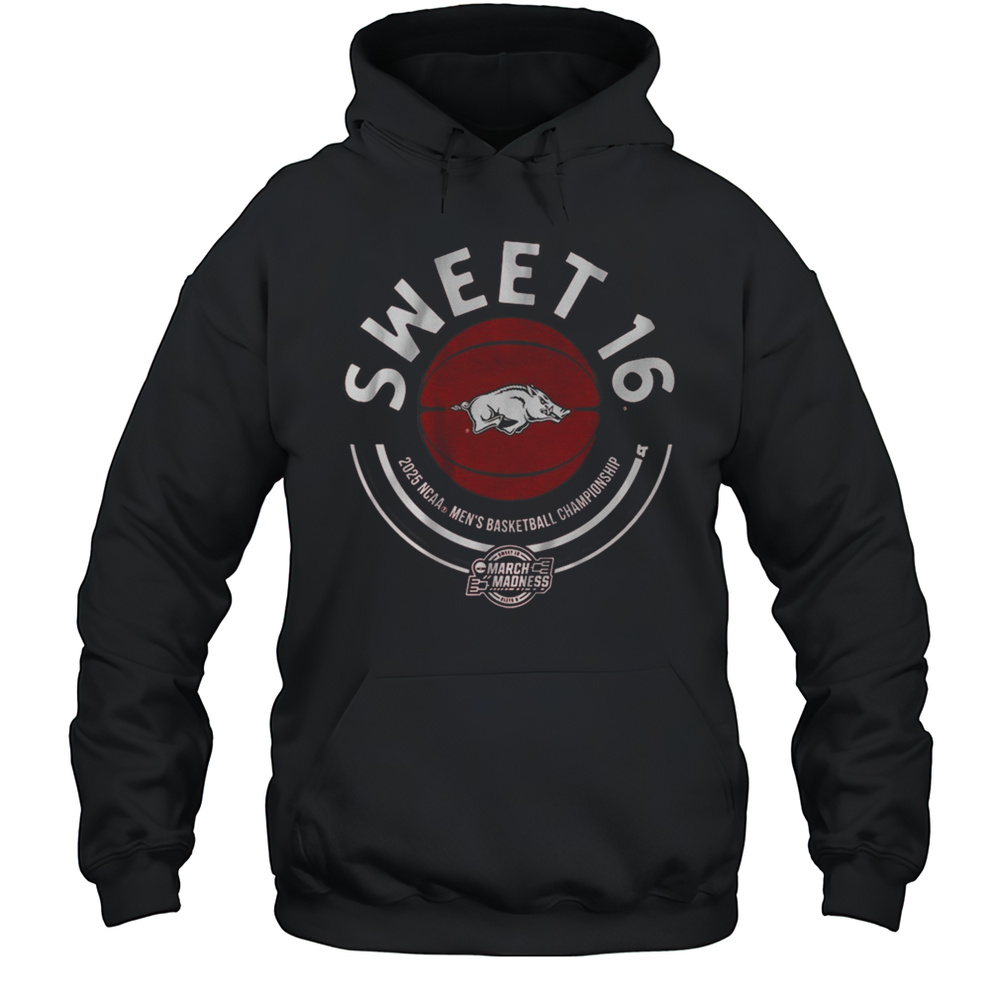 Arkansas Razorbacks Basketball Sweet 16 NCAA Mens Basketball Championship March Madness 2025 T-shirt Unisex Hoodie