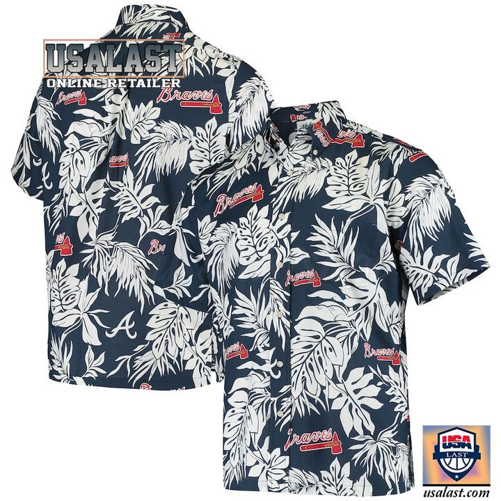 HOT Atlanta Braves Spooner Navy Aloha Hawaiian Shirt