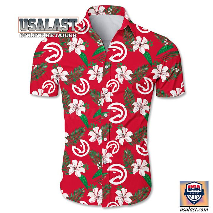 HOT Atlanta Hawks Tropical Flowers Button Up Shirt