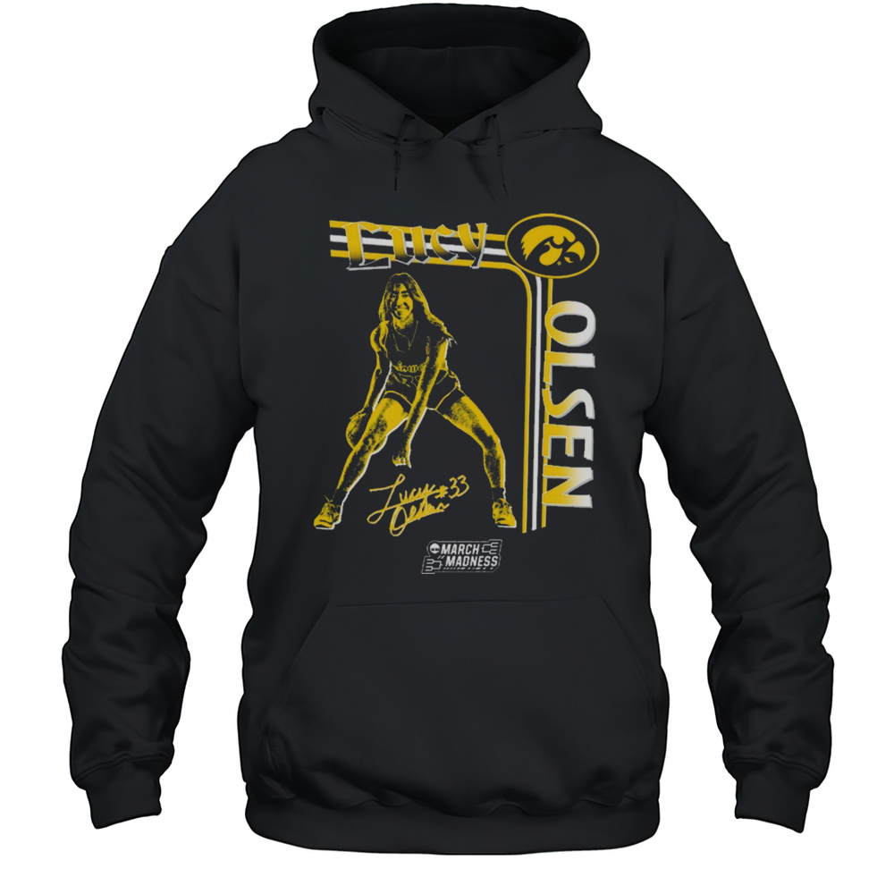 Lucy Olsen Striped Iowa Hawkeyes Basketball NCAA March Madness Signature Graphic T-shirt Unisex Hoodie