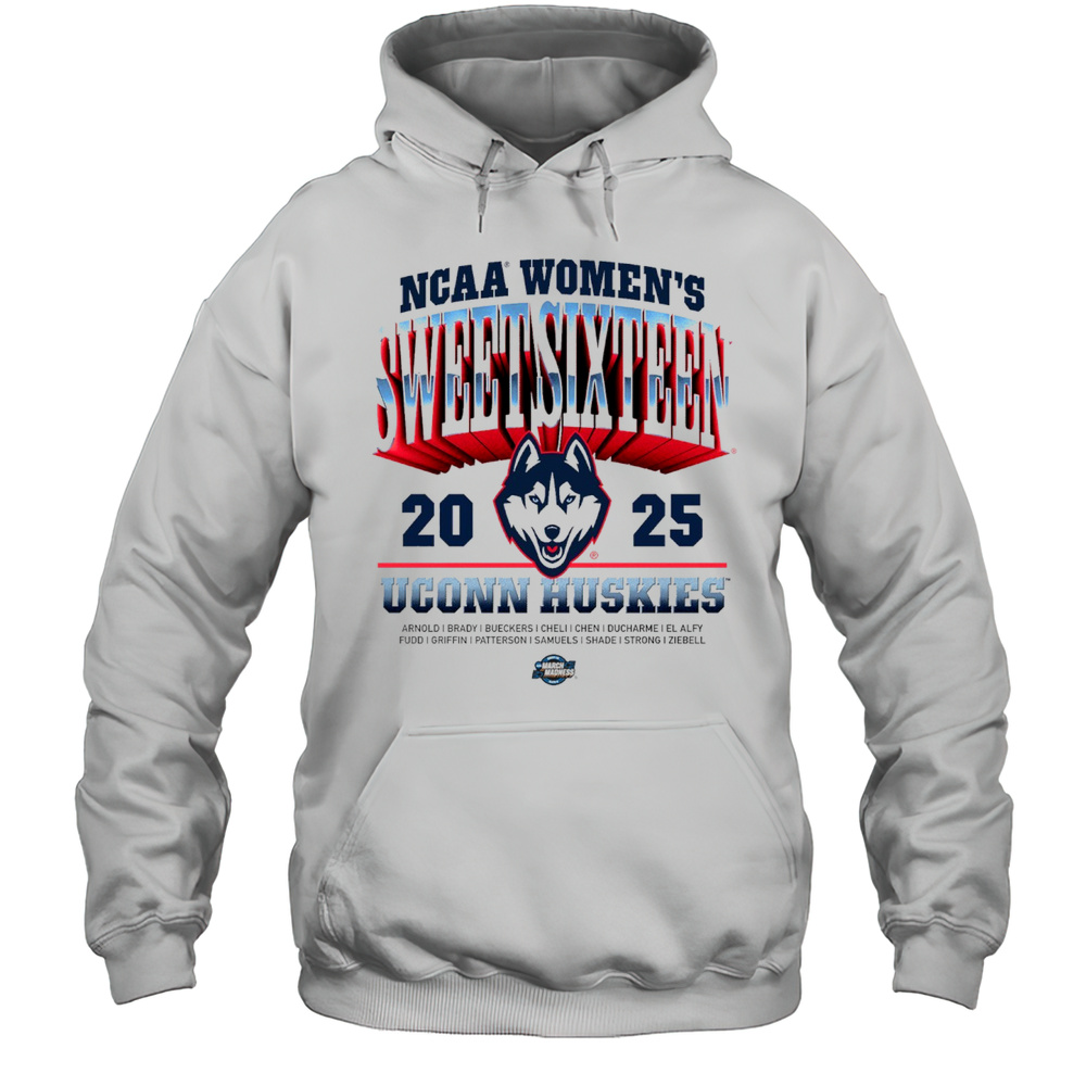 Uconn Huskies 2025 NCAA Mens Basketball Sweet Sixteen March Madness Arnold Brady Bueckers Logo T-shirt Unisex Hoodie