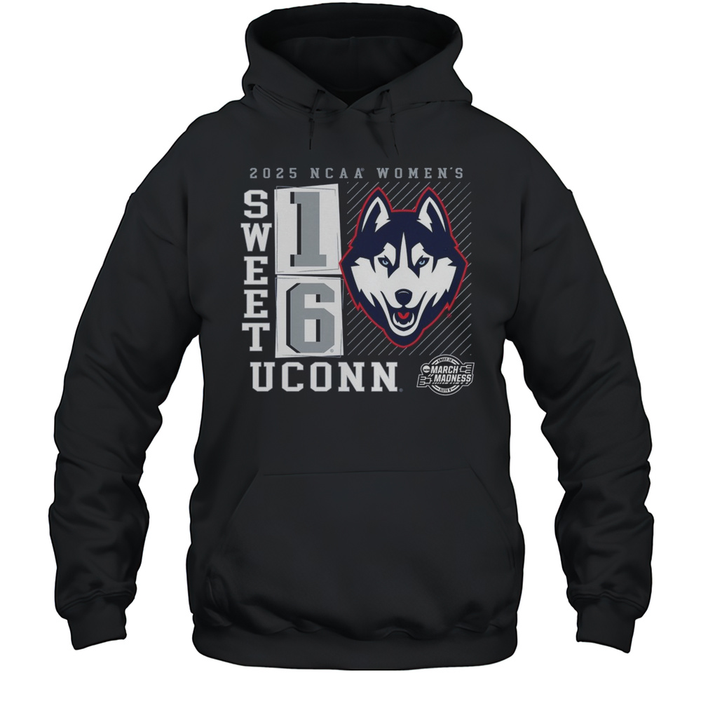 UConn Huskies NCAA Womens Basketball Tournament March Madness Sweet 16 Elite 8 No Look Pass 2025 Logo T-shirt Unisex Hoodie