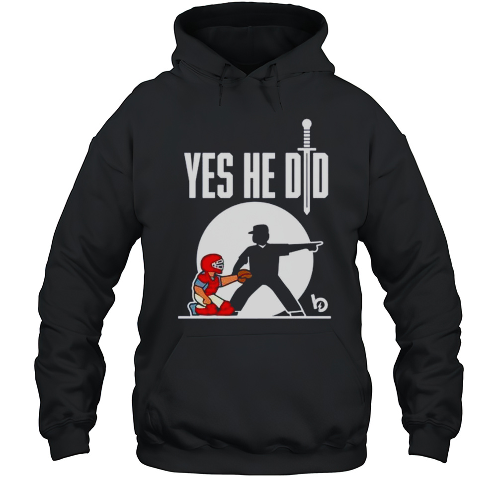 Yes He Did Baseball Cartoon Shirt Unisex Hoodie
