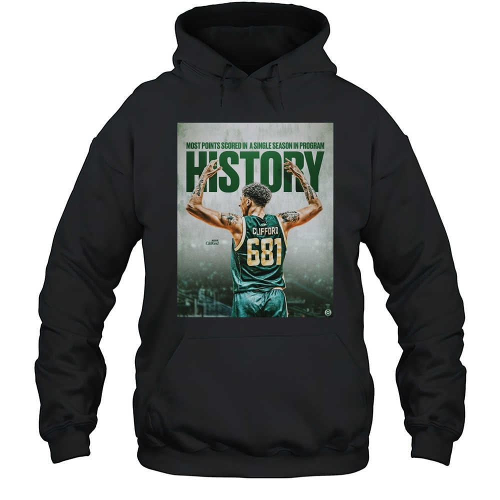 Colorado State Rams Basketball Nique Clifford Most Points Scored In A Single Season In Program History 2025 T-shirt Unisex Hoodie