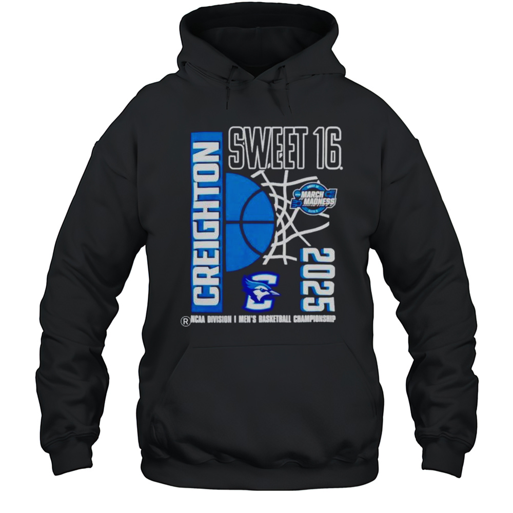 Creighton Bluejays Sweet 16 2025 March Madness NCAA Division I Mens Basketball Championship Shirt Unisex Hoodie