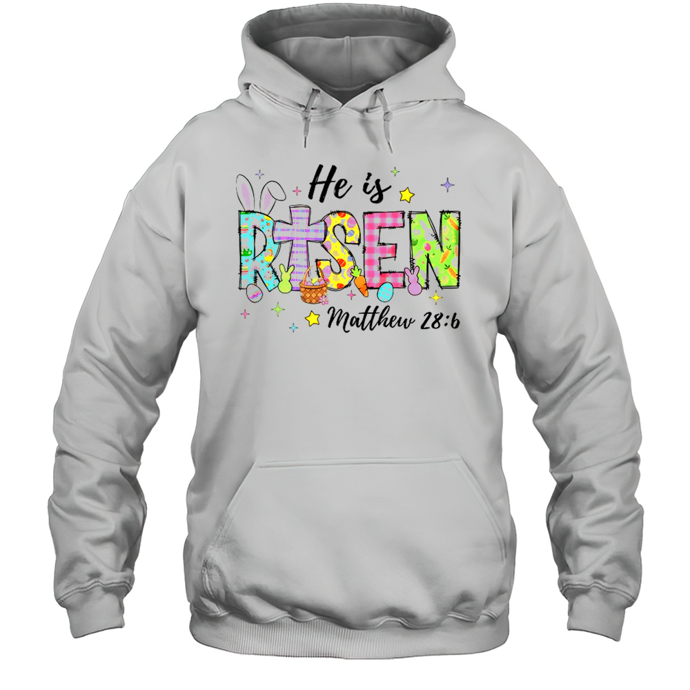 He Is Risen Jesus Christian Happy Easter Women Kids Girls Shirt Unisex Hoodie