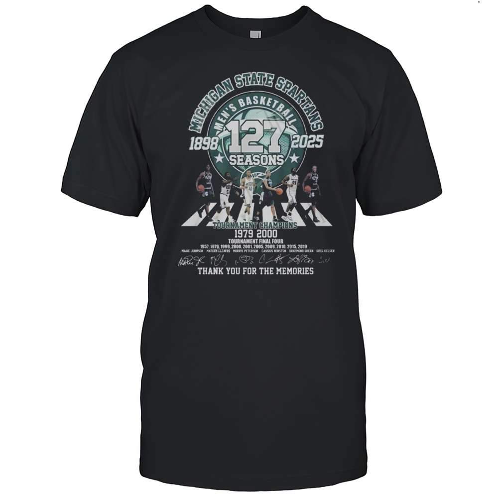 Michigan State Spartans Mens Basketball 127 Seasons 1898-2025 Thank You For The Memories Signatures Walking Shirt