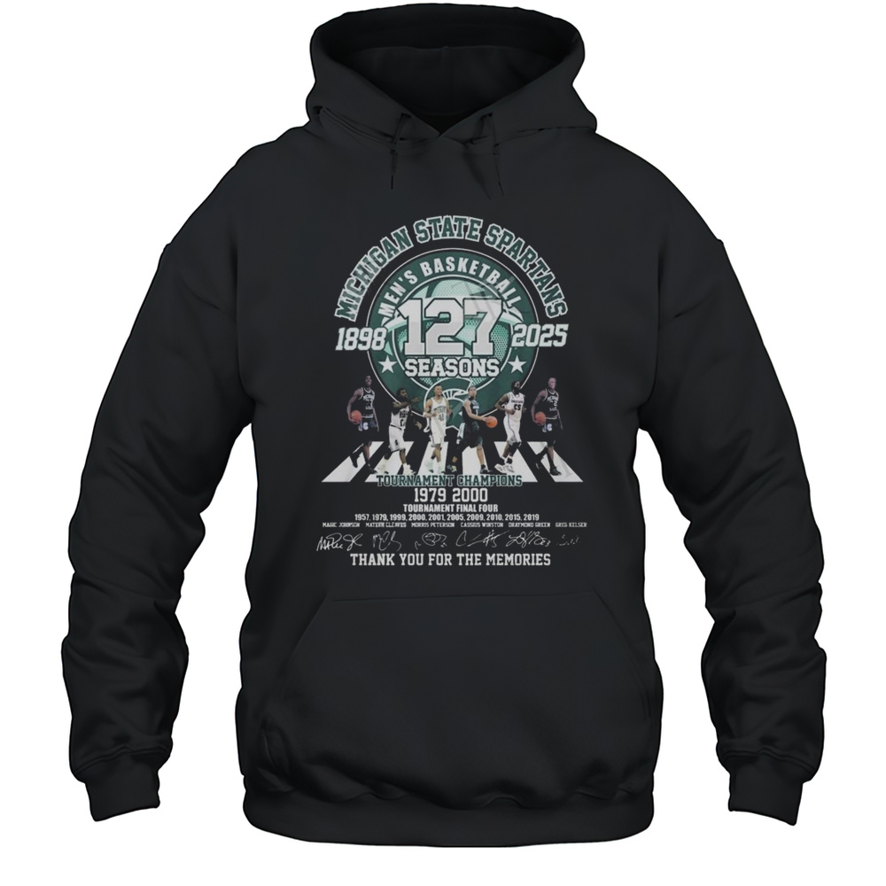 Michigan State Spartans Mens Basketball 127 Seasons 1898-2025 Thank You For The Memories Signatures Walking Shirt Unisex Hoodie