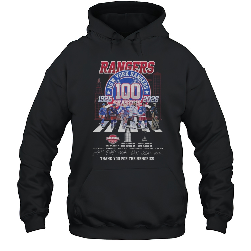 New York Rangers 100 Seasons 1926-2026 Thank You For The Memories Signatures Shirt Unisex Hoodie