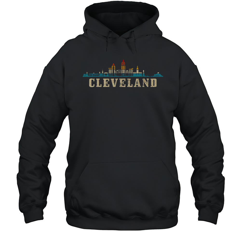 Premium Cleveland Skyline Ohio Vintage Pride Retro T-Shirt Unisex Hoodie