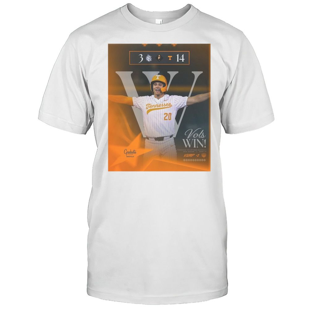 Tennessee Volunteers Win Queens Royals Baseball Final Score 14 3 2025 Season Game 23 T-shirt Tennessee Volunteers Win Queens Royals Baseball Final Score 14 3 2025 Season Game 23 T-shirt