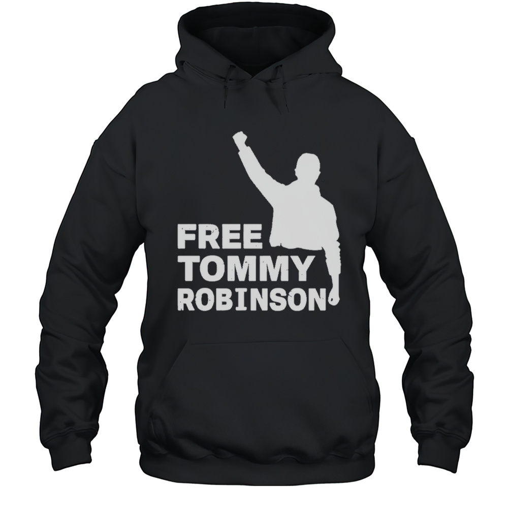 Free Tommy Robinson Black White Shirt Unisex Hoodie