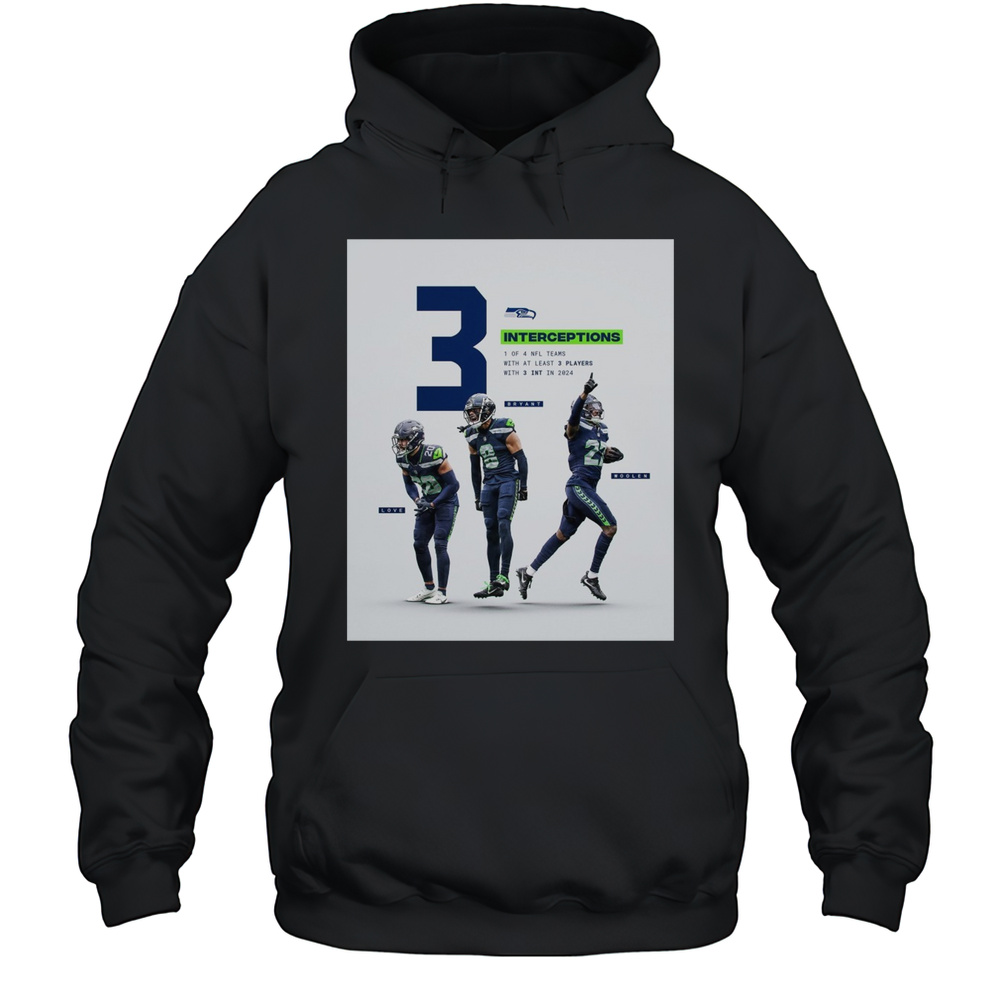 Seattle Seahawks Love Bryant Woolen 3 Interceptions 1 Of 4 Nfl Teams With At Least 3 Players Poster T-shirt Unisex Hoodie