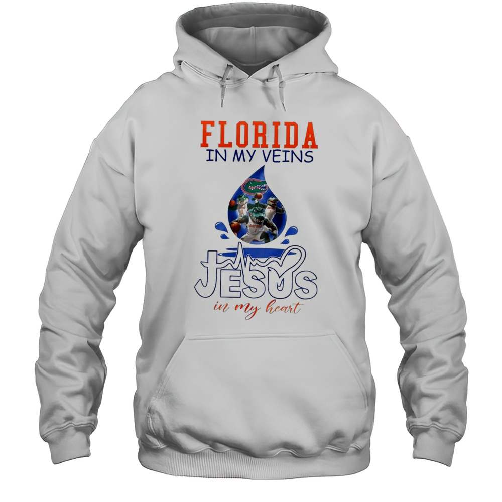 Florida Gators In My Veins Jesus In My Heart Mascot 2025 Shirt Unisex Hoodie
