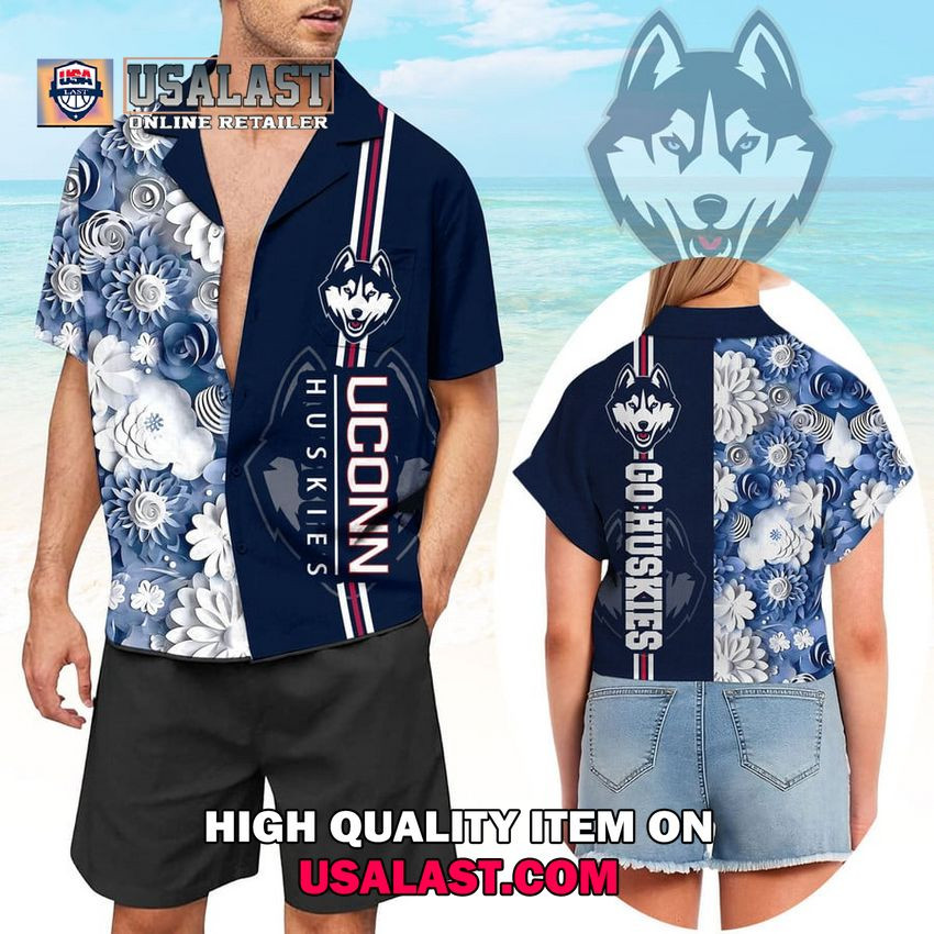 HOT Uconn Huskies Flowers Unisex Hawaiian Shirt