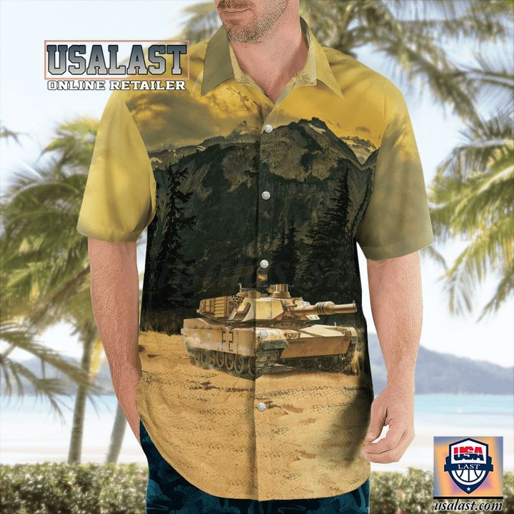 HOT US Army M1A2 Abrams Main Battle Tank Aloha Hawaiian Shirt