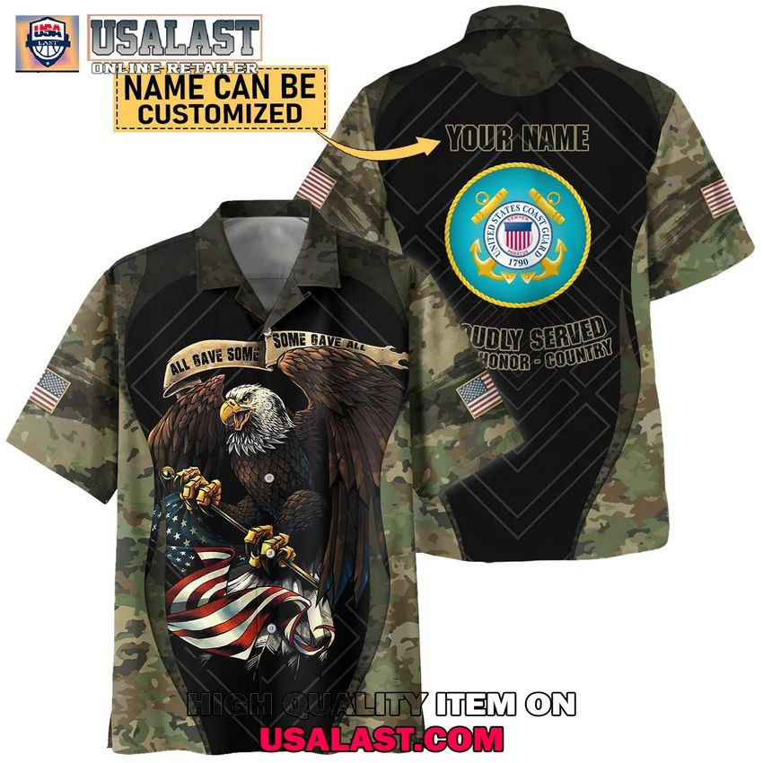 HOT U.S. Coast Guard Veterans Custom Name Camouflage Hawaiian Shirt