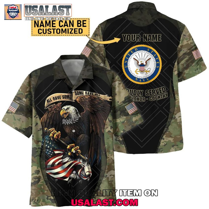 HOT U.S. Navy Veterans Custom Name Camouflage Hawaiian Shirt