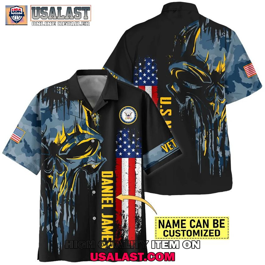 HOT U.S. Navy Veterans Punisher Skull Custom Hawaiian Shirt