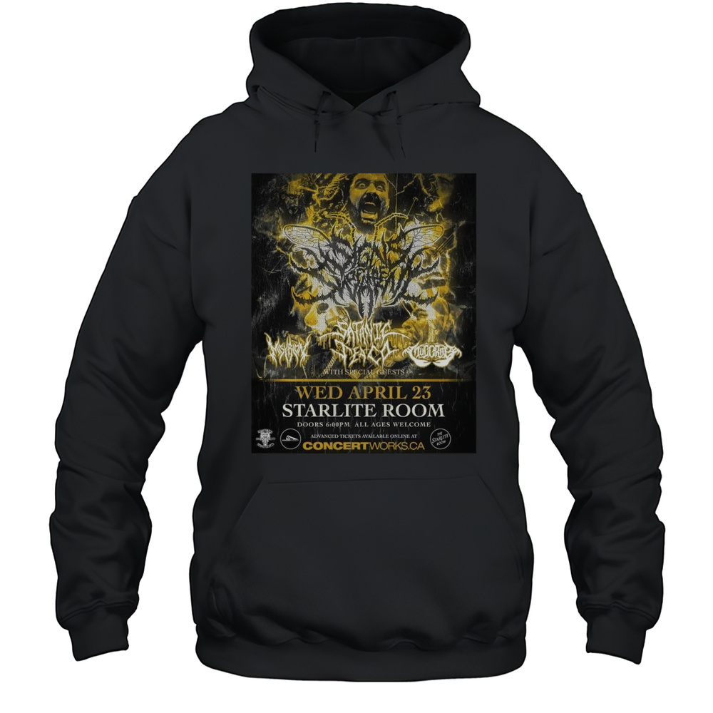 Signs Of The Swarm With Satanic Tea Co Misyrion Mudcrab Wednesday April 23rd 2025 The Starlite Room Shirt Unisex Hoodie