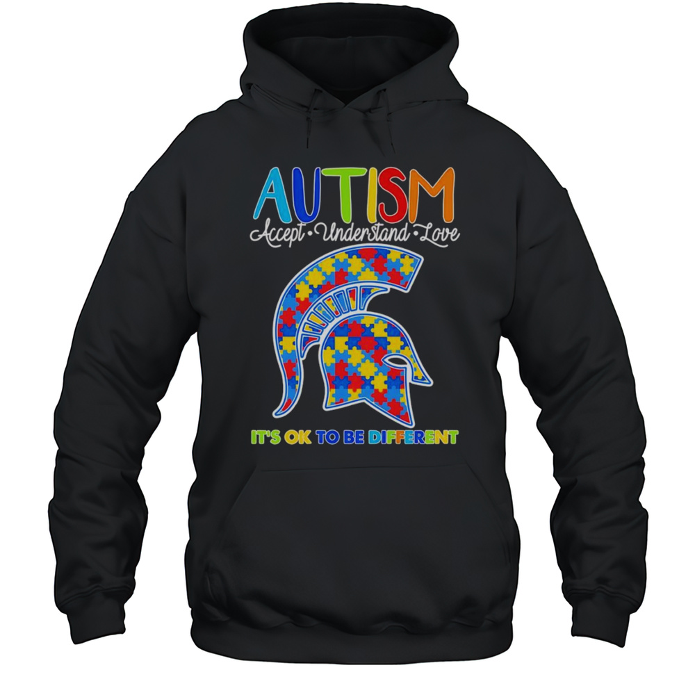 Autism Accept Understand Love Its Ok To Be Different Michigan State Spartans Shirt Unisex Hoodie