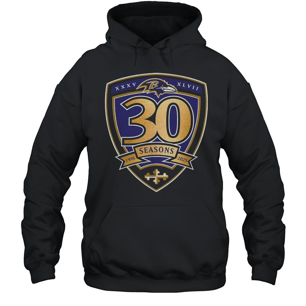 Baltimore Ravens 30 Season 1996-2025 Logo Shirt Unisex Hoodie