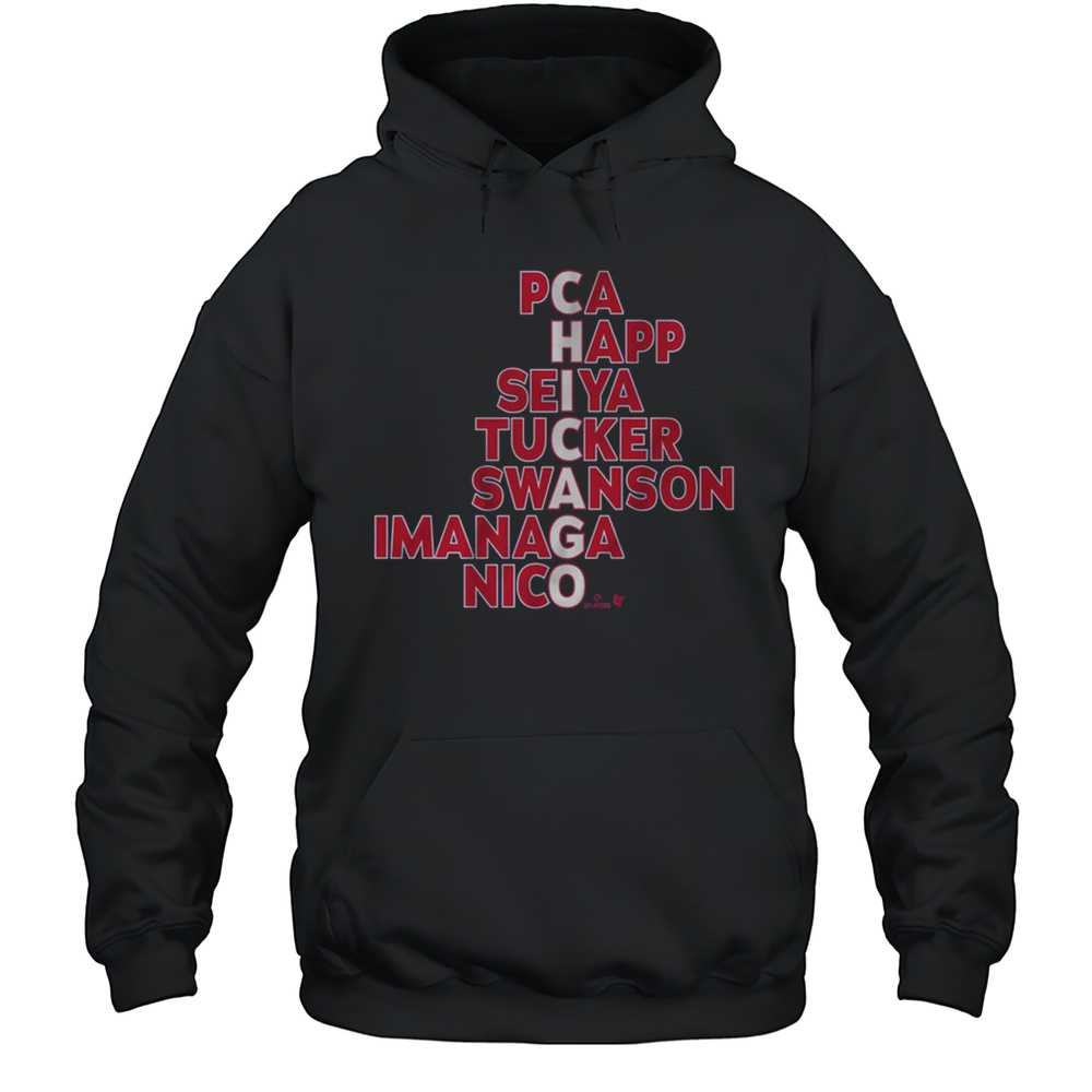 Chicago Cubs Baseball MLB Names 2025 Pca Happ Seiya Tucker Swanson Imanaga Nico T-shirt Unisex Hoodie