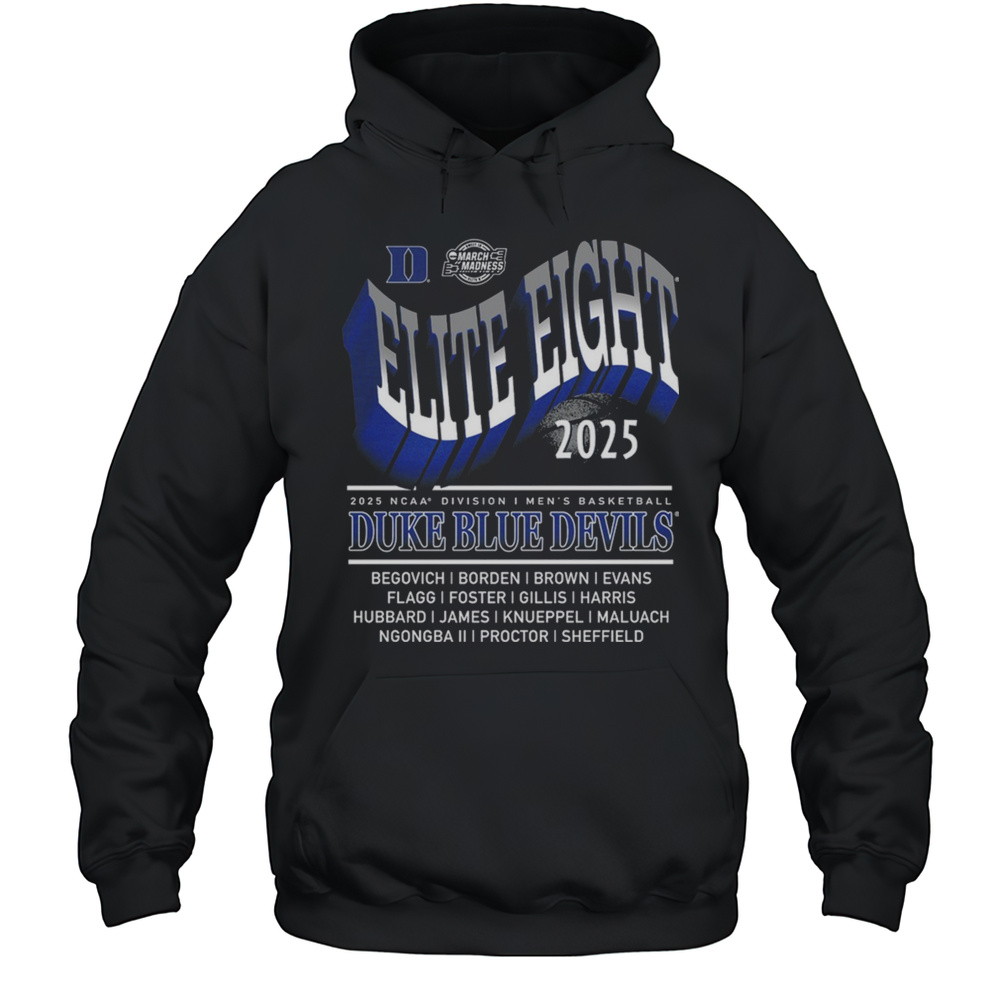Duke Blue Devils 2025 NCAA Division I Mens Basketball Elite Eight March Madness Begovich Borden Brown T-shirt Unisex Hoodie