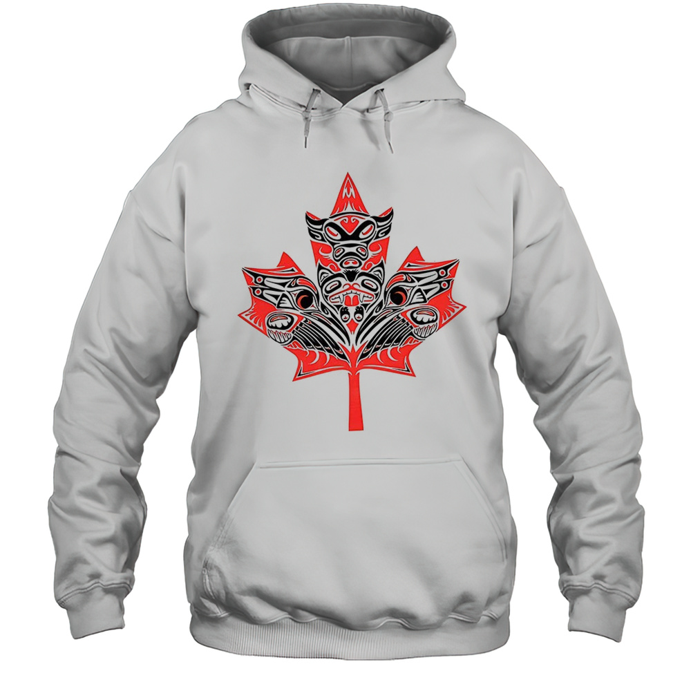 Indigenous Tribal Totem Maple Leaf Shirt Unisex Hoodie