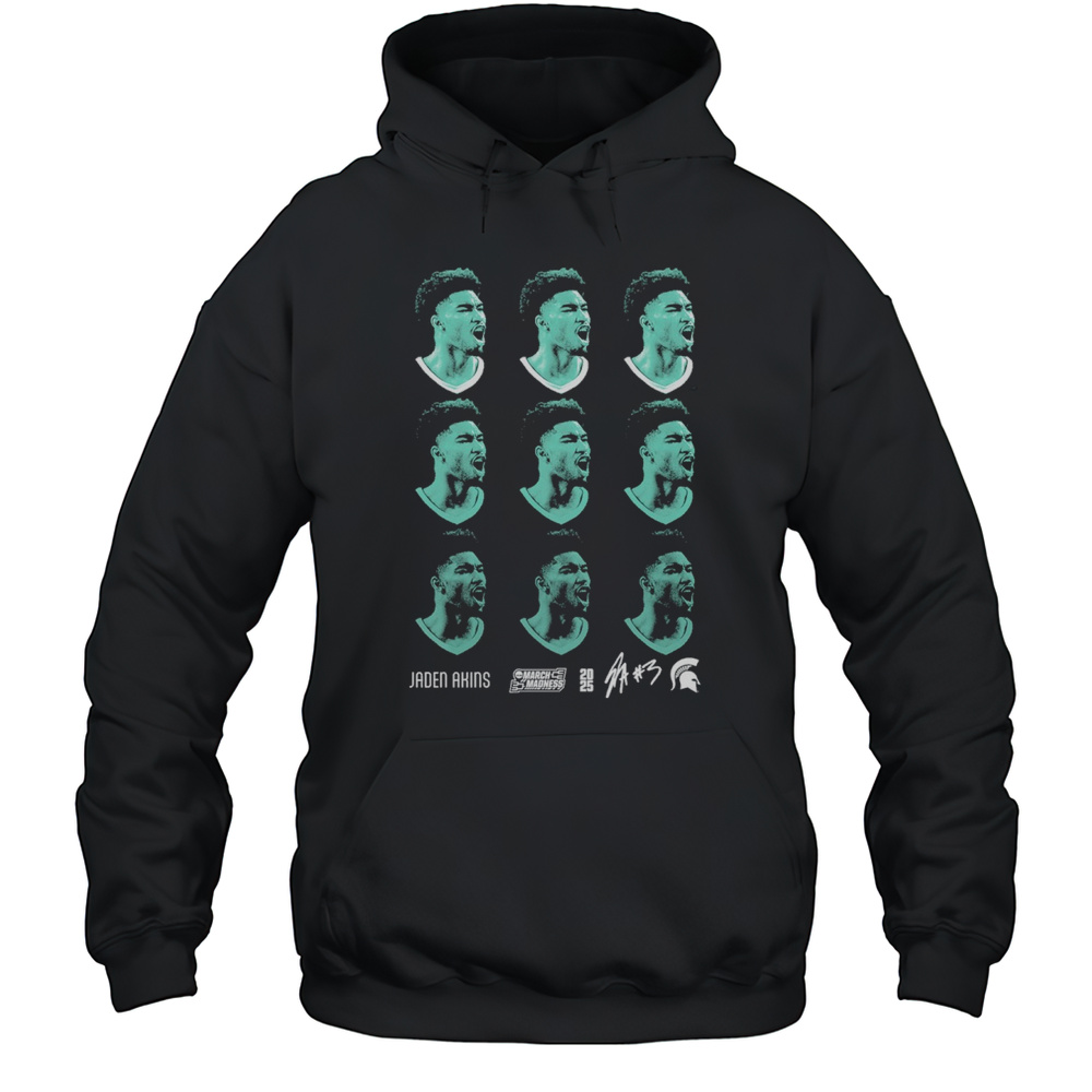 Jaden Akins Patterned Heads Michigan State Spartans Basketball NCAA March Madness 2025 Signature T-shirt Unisex Hoodie