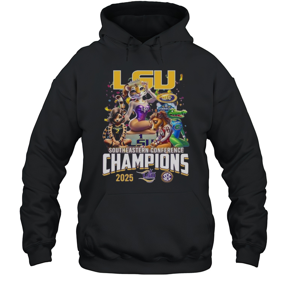 LSU Tigers Southeastern Conference Champions 2025 Mascot Shirt Unisex Hoodie