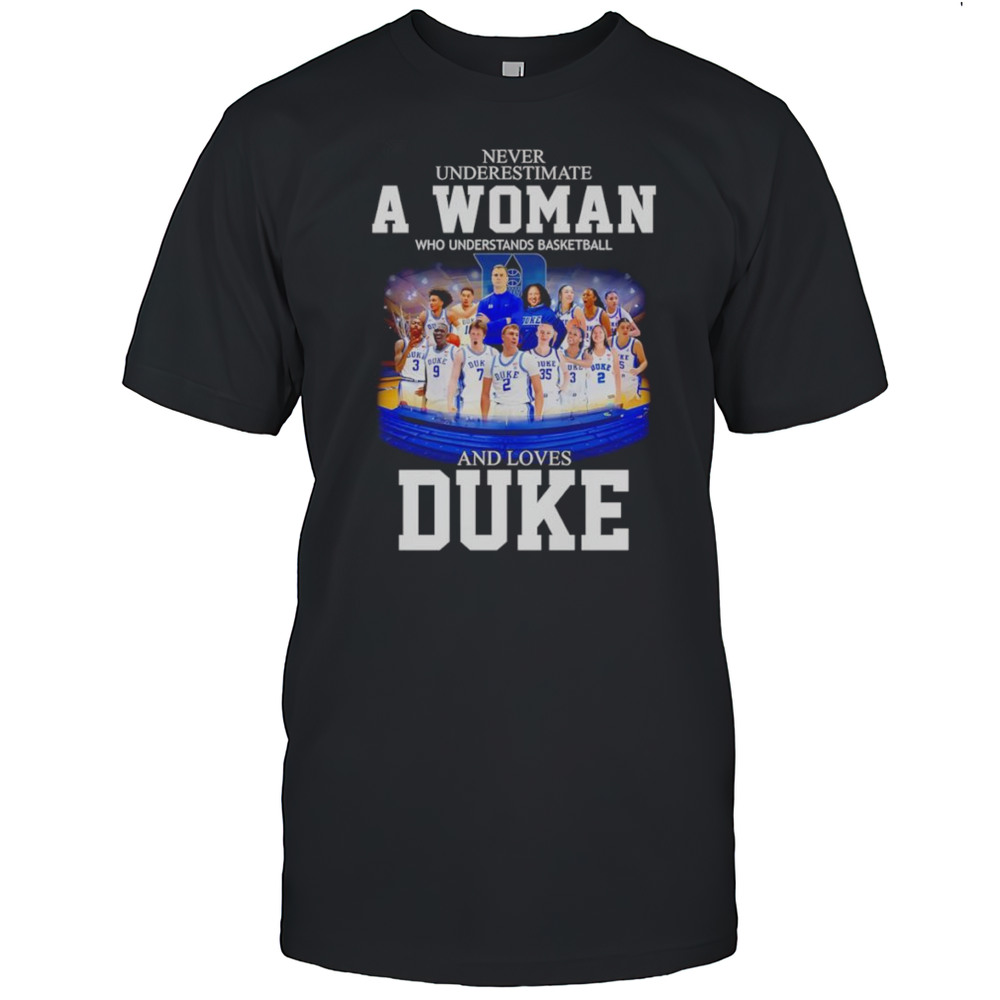 Never Underestimate A Woman Who Understands Basketball And Loves Duke Mens And Womens Player Shirt