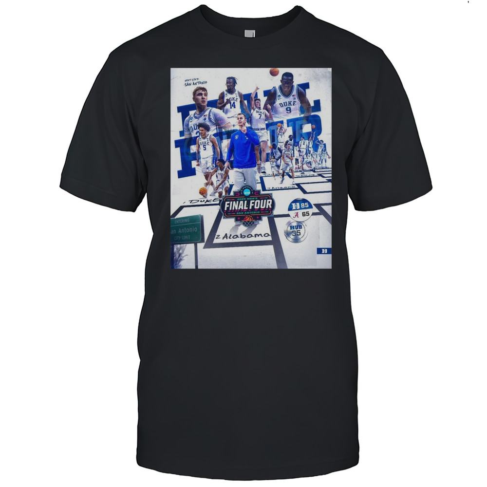 Poster Duke Blue Devils Mens Basketball Win 85-65 Alabama Final Score 2025 Final Four San Antonio T-shirt