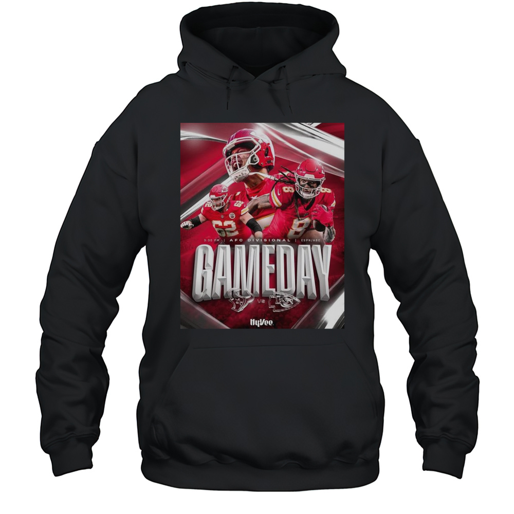 Poster Patrick Mahomes II Joseph Thuney DeAndre Hopkins Kansas City Chiefs Vs Houston Texans AFC Divisional Gameday T-shirt Unisex Hoodie