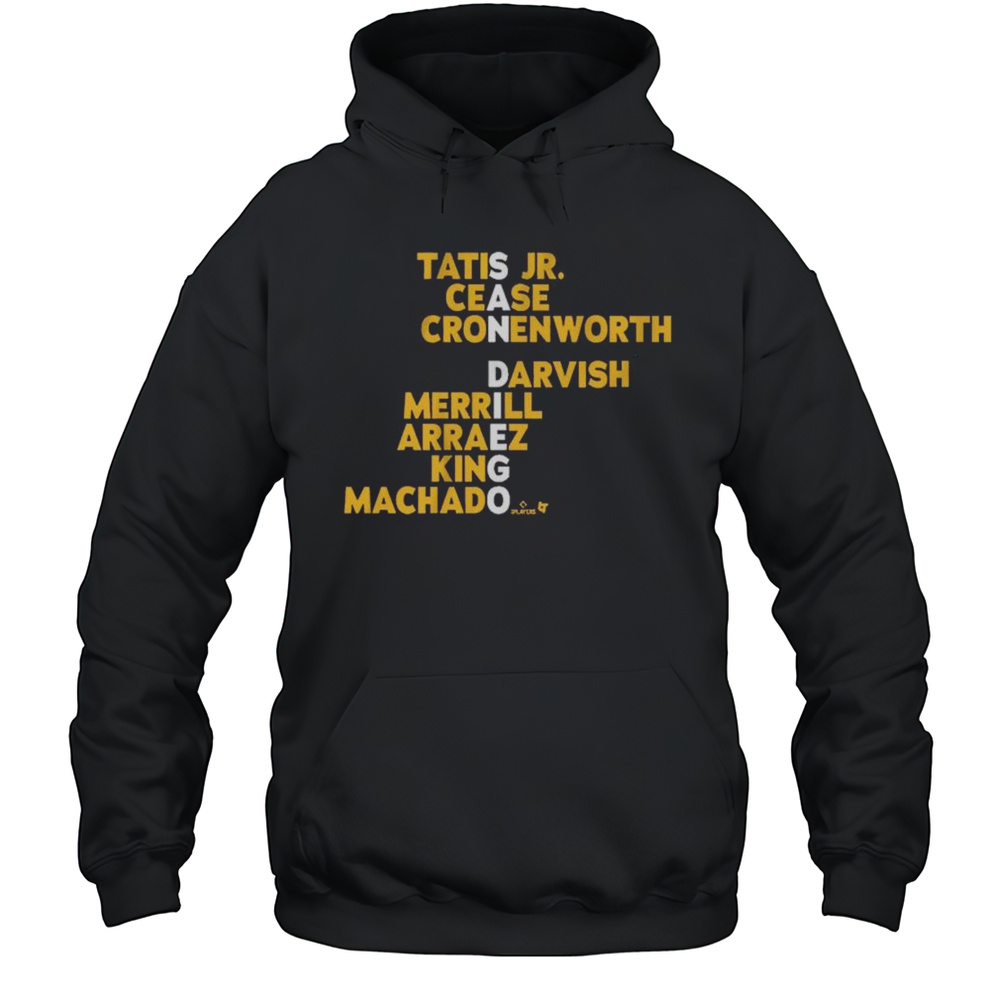 San Diego Padres Baseball MLB Names 2025 Tatis Jr Cease Cronenworth Darvish Merrill Arraez King Machado T-shirt Unisex Hoodie