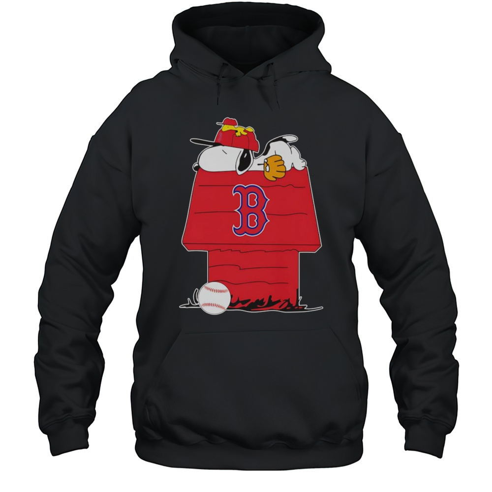 Snoopy And Woodstock Sleeping Dog House Boston Red Sox Shirt Unisex Hoodie