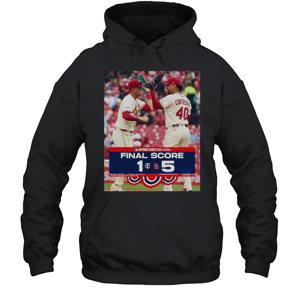 St. Louis Cardinals Baseball Win 5-1 Minnesota Twins Final Score March 29 2025 MLB Opening Series T-shirt Unisex Hoodie