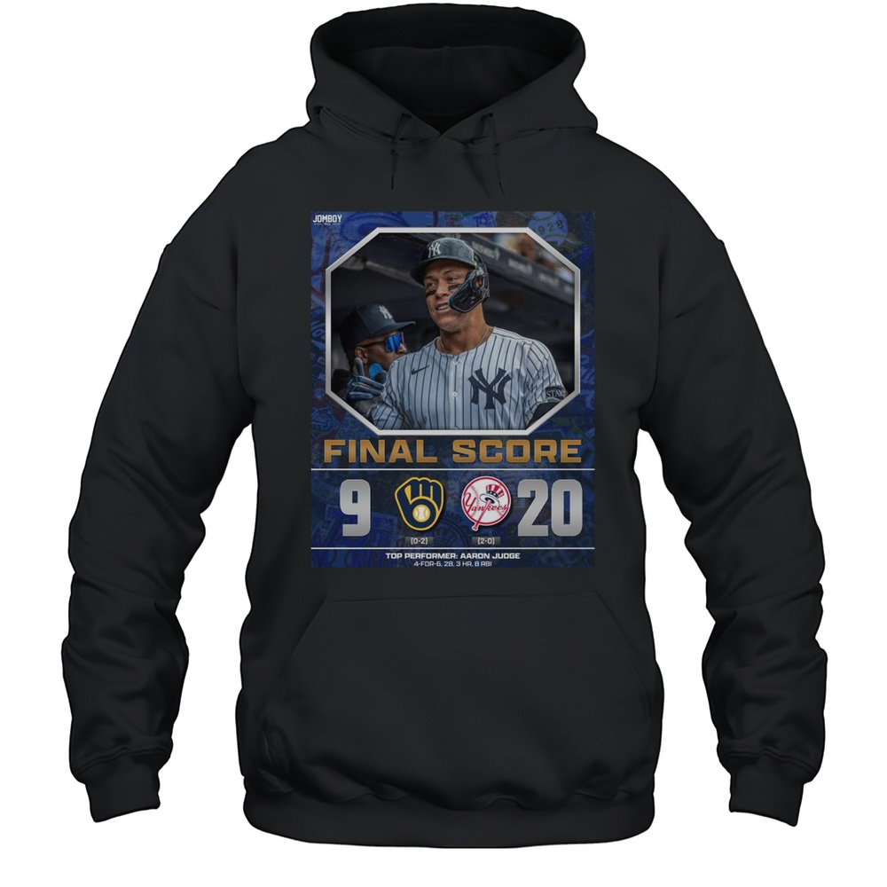 Top Performer Aaron Judge New York Yankees MLB Win 20-9 Milwaukee Brewers Final Score March 29 2025 T-shirt Unisex Hoodie